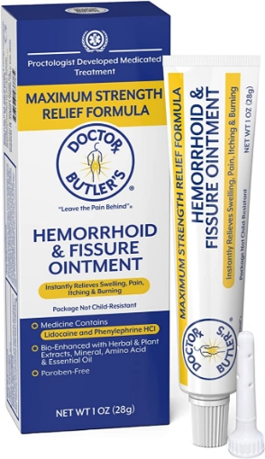 Doctor butler's lidocaine for fast acting swelling relief, pain relief and itch relief in one hemorrhoid cream, (1 oz.)
