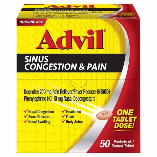 Picture of Thuốc giảm đau & nghẹt mũi advil sinus congestion & pain relief tablets dispenser pack