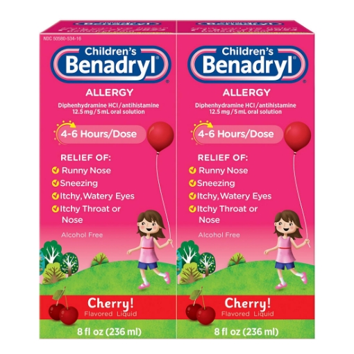 Picture of Thuốc chống dị ứng dành cho trẻ em dạng lỏng benadryl children's dye - free allergy liquid diphenhydramine hcl, 2 pack
