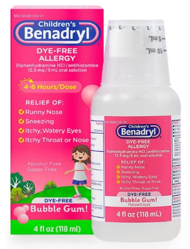 Picture of Thuốc chống dị ứng dành cho trẻ em dạng lỏng benadryl children's dye - free allergy liquid diphenhydramine hcl