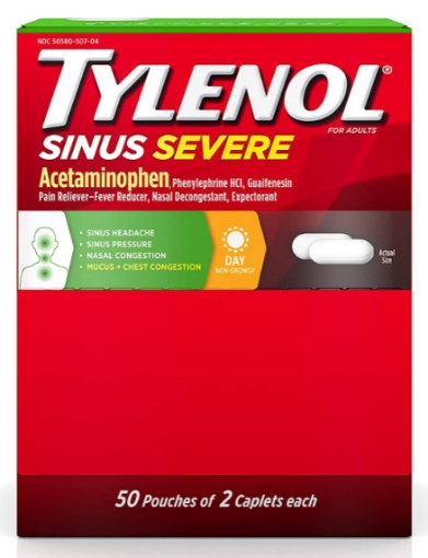 Picture of Thuốc trị viêm xoang tylenol sinus severe daytime caplets, 100 viên
