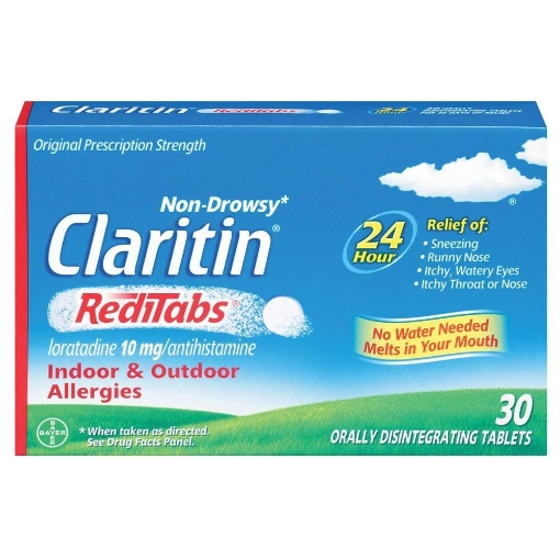 Picture of Viên ngậm chống dị ứng không gây buồn ngủ claritin 24 hour non-drowsy allergy reditabs, 10 mg, (30 viên)