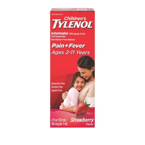 Picture of Siro giảm đau và hạ sốt dành cho trẻ em từ 2-11 tuổi hương dâu children's tylenol pain reliever - fever reducer oral suspension medicine, strawberry flavor