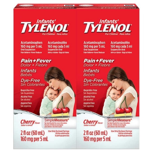 Picture of Siro giảm đau và hạ sốt dành cho trẻ sơ sinh infants' tylenol pain reliever - fever reducer oral suspension medicine, cherry flavor, 2 pack