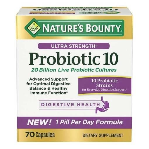 Picture of Viên uống hỗ trợ tiêu hóa & đường ruột nature's bounty ultra strength probiotic 10, 70 viên