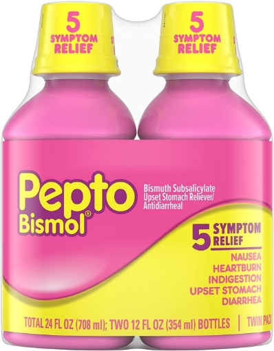 Picture of Siro giảm 5 triệu chứng dạ dày, tiêu hóa pepto bismol 5 symptoms digestive relief liquid, 2 pack