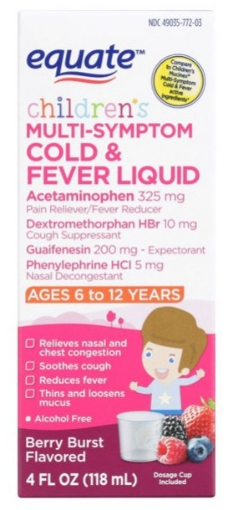 Picture of Thuốc trị cảm lạnh và sốt dạng lỏng dành cho trẻ em từ 6 - 12 tuổi equate children's multi-symptom cold & fever liquid