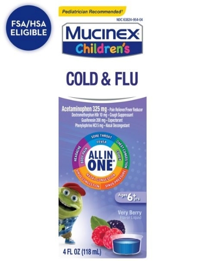 Picture of Siro trị cảm lạnh & cảm cúm dành cho trẻ em mucinex children's cold & flu (all in one), very berry