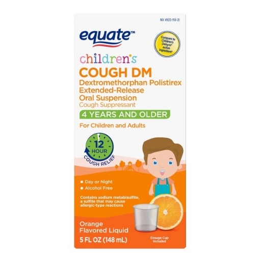 Picture of Siro trị ho, long đờm dành cho trẻ em equate children's cough dm, orange flavored liquid