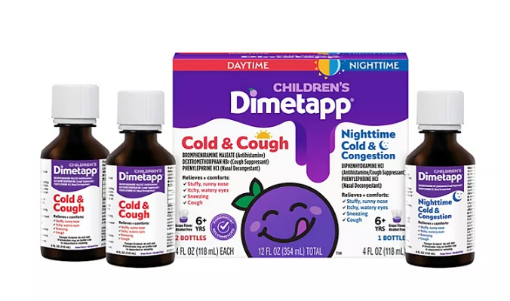Picture of Siro trị ho và cảm lạnh dành cho trẻ em trên 6 tuổi children's dimetapp day and nighttime cold & cough (3 chai)