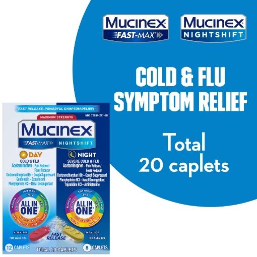 Picture of Thuốc trị cảm cúm, cảm lạnh ngày và đêm mucinex maximum strength fast-max day time cold & flu day and night time cold & flu, 40 viên