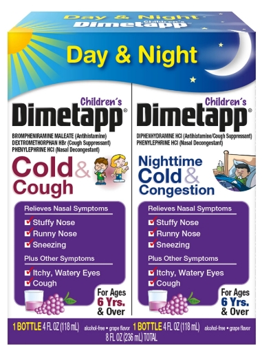 Picture of Siro trị ho và cảm lạnh dành cho trẻ em trên 6 tuổi children's dimetapp day and nighttime cold & cough 2 pack