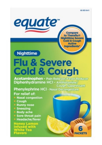 Picture of Thuốc trị cảm cúm, cảm lạnh nặng ban đêm dạng bột equate nighttime severe cold, flu and cough