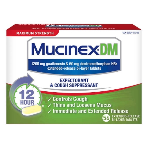 Picture of Thuốc uống giảm ho, long đờm tối đa suốt 12 giờ mucinex dm maximum strength, 56 viên