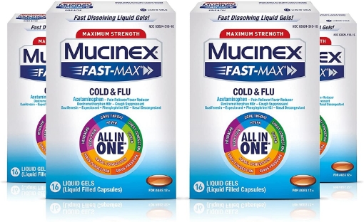 Picture of Thuốc trị cảm cúm, cảm lạnh và giảm đau mucinex fast - max maximum strength cold & flu all in one, 4pack