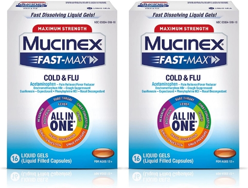 Picture of Thuốc trị cảm cúm, cảm lạnh và giảm đau mucinex fast - max maximum strength cold & flu all in one, 2pack