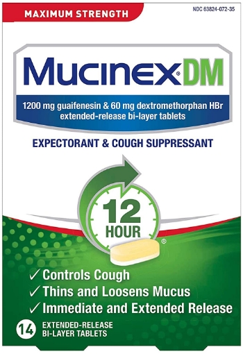 Picture of Thuốc trị long đờm, giảm ho suốt 12 giờ mucinex dm maximum strength 12 hour extended-release bi-layer tablets, 14 viên