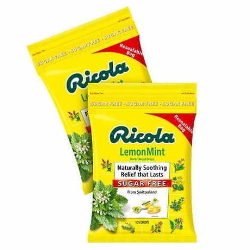Picture of Kẹo ngậm trị ho không đường ricola sugar free lemon mint cough drops, 2 pack