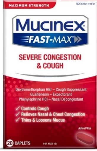 Picture of Thuốc trị ho, long đờm mucinex fast-max adult severe congestion & cough caplets