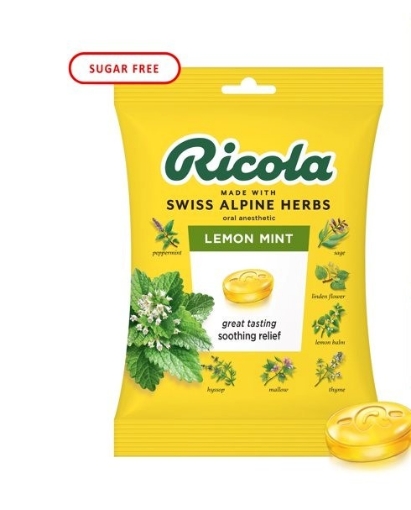Picture of Kẹo ngậm trị ho không đường ricola sugar free lemon mint cough drops, 19 drops