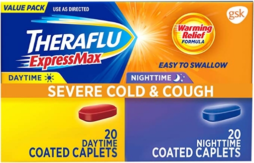 Picture of Thuốc trị ho và cảm lạnh nặng ngày & đêm theraflu expressmax daytime and nighttime severe cold and cough, 40viên