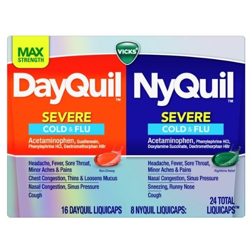 Picture of Thuốc trị cảm lạnh, cảm cúm ngày và đêm vicks dayquil and nyquil severe cold & flu, 24 viên