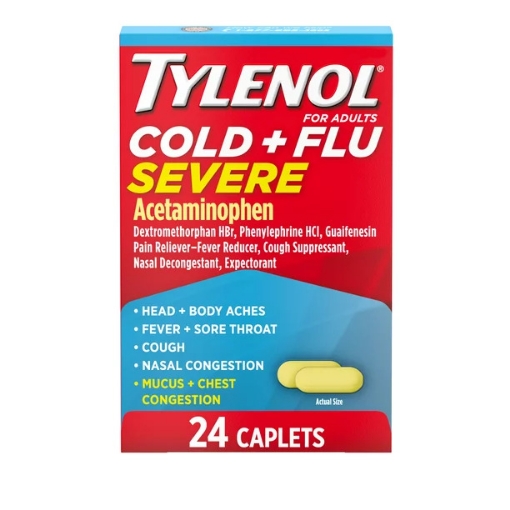 Picture of Thuốc trị cảm lạnh + cúm nặng để giảm nhiều triệu chứng tylenol cold + flu severe caplets for multi - symptom relief, 24 viên