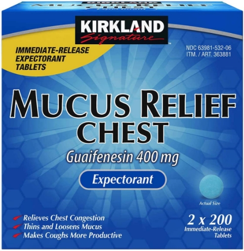 Picture of Viên uống giảm ho, long đờm kirkland signature mucus relief cheat guaifenesin 400 mg expectorant 2 pack