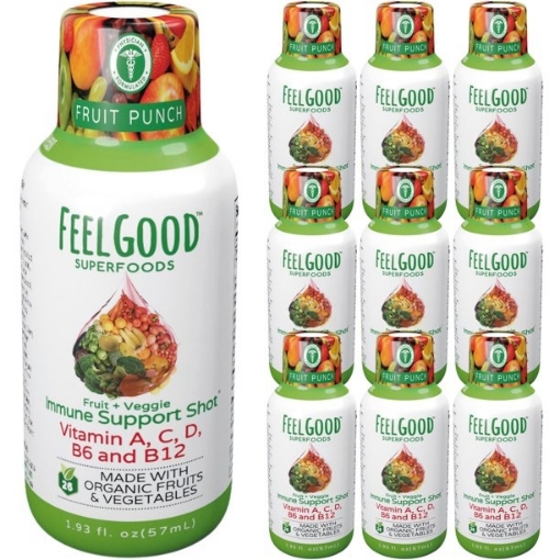 Picture of Siêu thực phẩm bổ sung hệ miễn dịch vị trái cây FeelGood Organic Superfoods Immune Support Shot, Fruit punch flavor