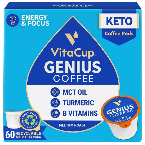 Picture of Cà phê rang xay dạng cốc vitacup genius coffee pods, infused w/ mct oil, turmeric, vitaminms