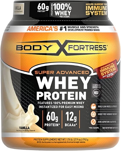 Picture of Sữa bột protein tăng cơ, phục hồi cơ vị vani Body Fortress Whey Protein Powder, Vanilla, 60g Protein