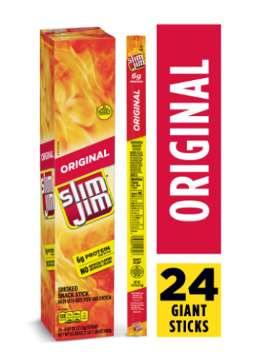 Picture of Thanh thịt hun khói vị nguyên bản ~ Slim Jim Smoked Snack Sticks, Original, 0.97oz , 24-count