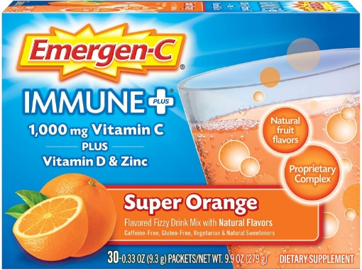 Picture of Bột hòa tan Vitamin C + Vitamin D & Kẽm Emergen-C Immune+ 1000 mg Vitamin C  Plus Vitamin D & Zinc, Super Orange