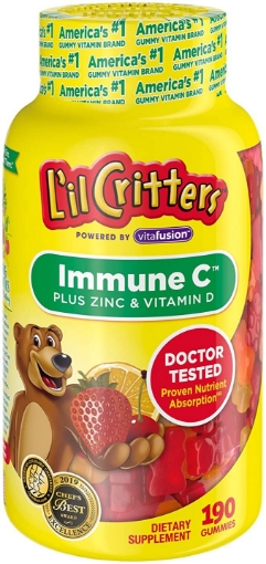 Picture of Kẹo dẻo bổ sung Vitamin C và tăng sức đề kháng L'il Critters Immune C Gummy Plus Zinc & Vitamin D, 190 viên
