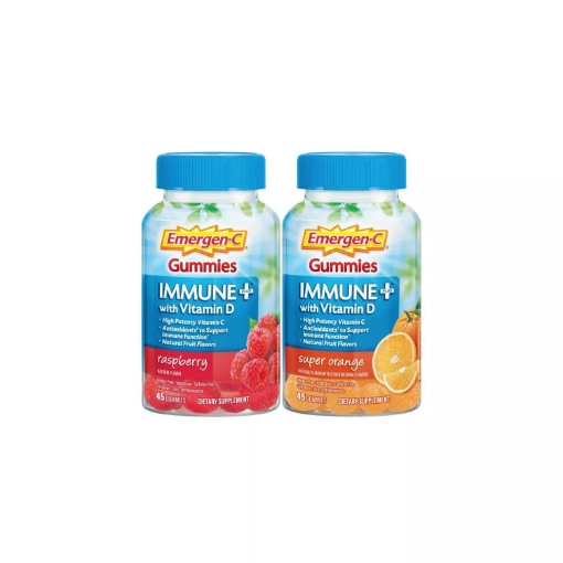 Picture of Kẹo dẻo bổ sung Vitamin C + Vitamin D Emergen-C Immune+ Plus Vitamin D Gummies, Raspberry & Super Orange
