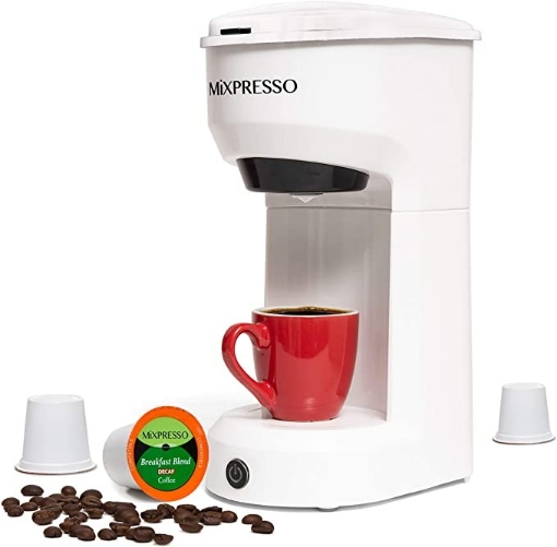 Picture of Máy pha cà phê 2 trong 1 mixpresso 2 in 1 single serve coffee maker for k cup pods & ground coffee, white