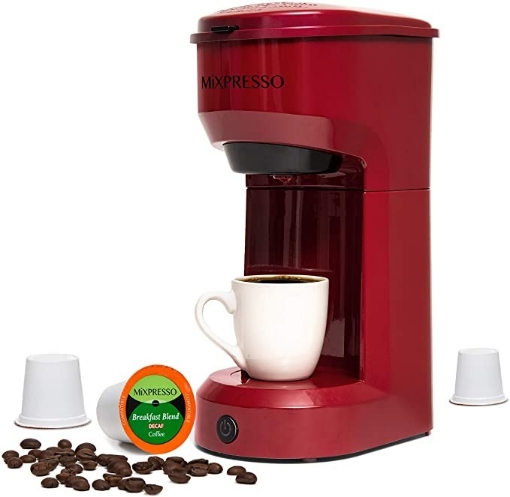 Picture of Máy pha cà phê 2 trong 1 mixpresso 2 in 1 single serve coffee maker for k cup pods & ground coffee, red