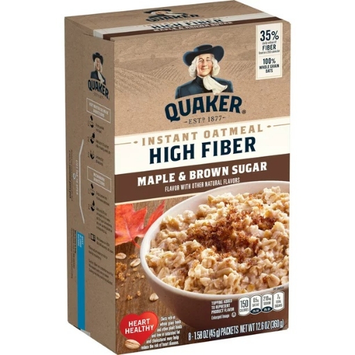 Picture of Bột yến mạch ăn liền cây phong & đường nâu quaker instant oatmeal - maple & brown sugar, 8 gói