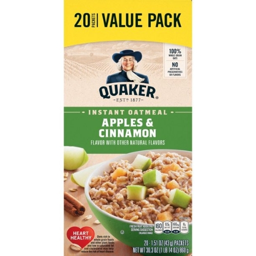 Picture of Bột yến mạch ăn liền táo & quế quaker instant oatmeal - apple & cinnamon, 20 gói