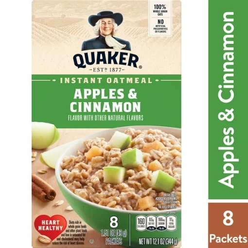Picture of Bột yến mạch ăn liền táo & quế quaker instant oatmeal - apple & cinnamon, 8 gói
