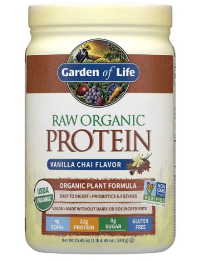 Picture of Bột protein hữu cơ thô hương vani chai garden of life organic protein powder, vanilla chai