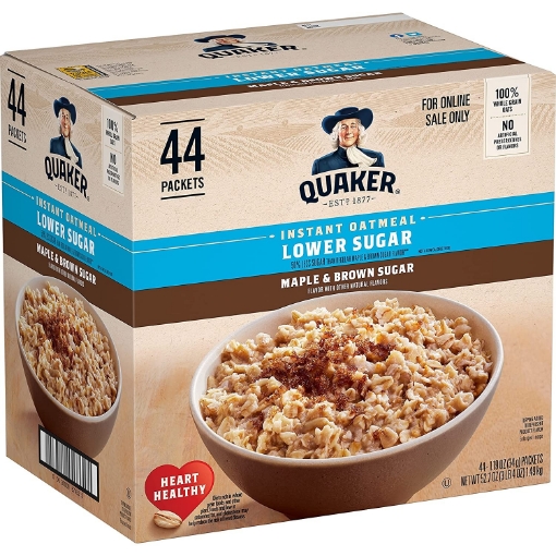 Picture of Bột yến mạch ăn liền cây phong & đường nâu ít hơn 50% đường quaker instant oatmeal lower sugar - maple & brown sugar, 44 gói