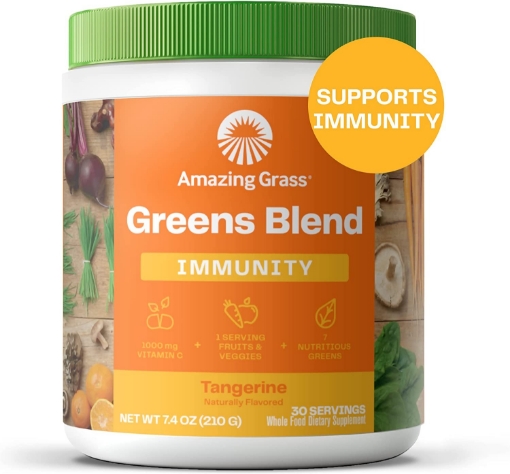 Picture of Bột rau củ quả amazing grass greens blend immunity powder - tangerine, 210g