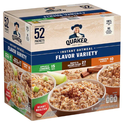Picture of Bột yến mạch ăn liền quaker oats instant oatmeal, variety pack, 52 gói