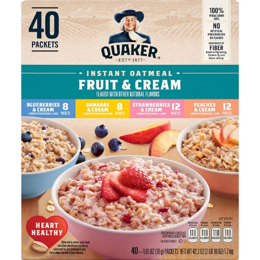 Picture of Bột yến mạch ăn liền quaker instant oatmeal fruit & cream, 40 gói