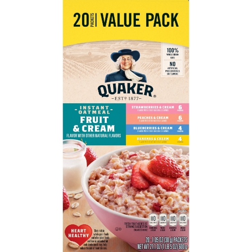 Picture of Bột yến mạch ăn liền quaker instant oatmeal fruit & cream, value pack, 20 gói