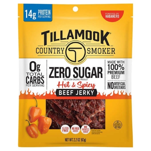 Picture of Thịt bò khô cay không đường tillamook country smoker zero sugar beef jerky, hot & spicy