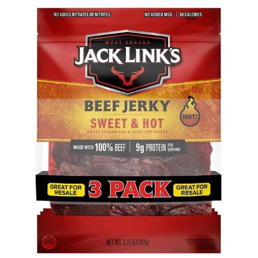 Picture of Thịt bò khô vị ngọt và cay nóng jack link's beef jerky, sweet and hot 3.25oz ~ 3 gói