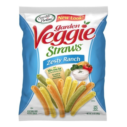 Picture of Bánh snack ống hút rau củ vị nước sốt chua sensible portions garden veggie straws, zesty ranch, 396g