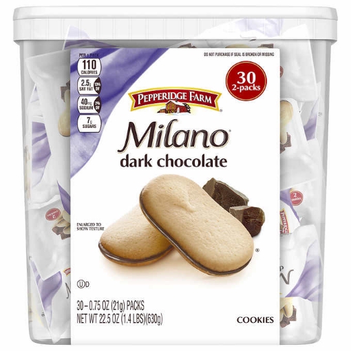 Picture of Bánh quy nhân sô-cô-la đen - pepperidge farm milano cookies dark chocolate,30 gói ~1.4lb